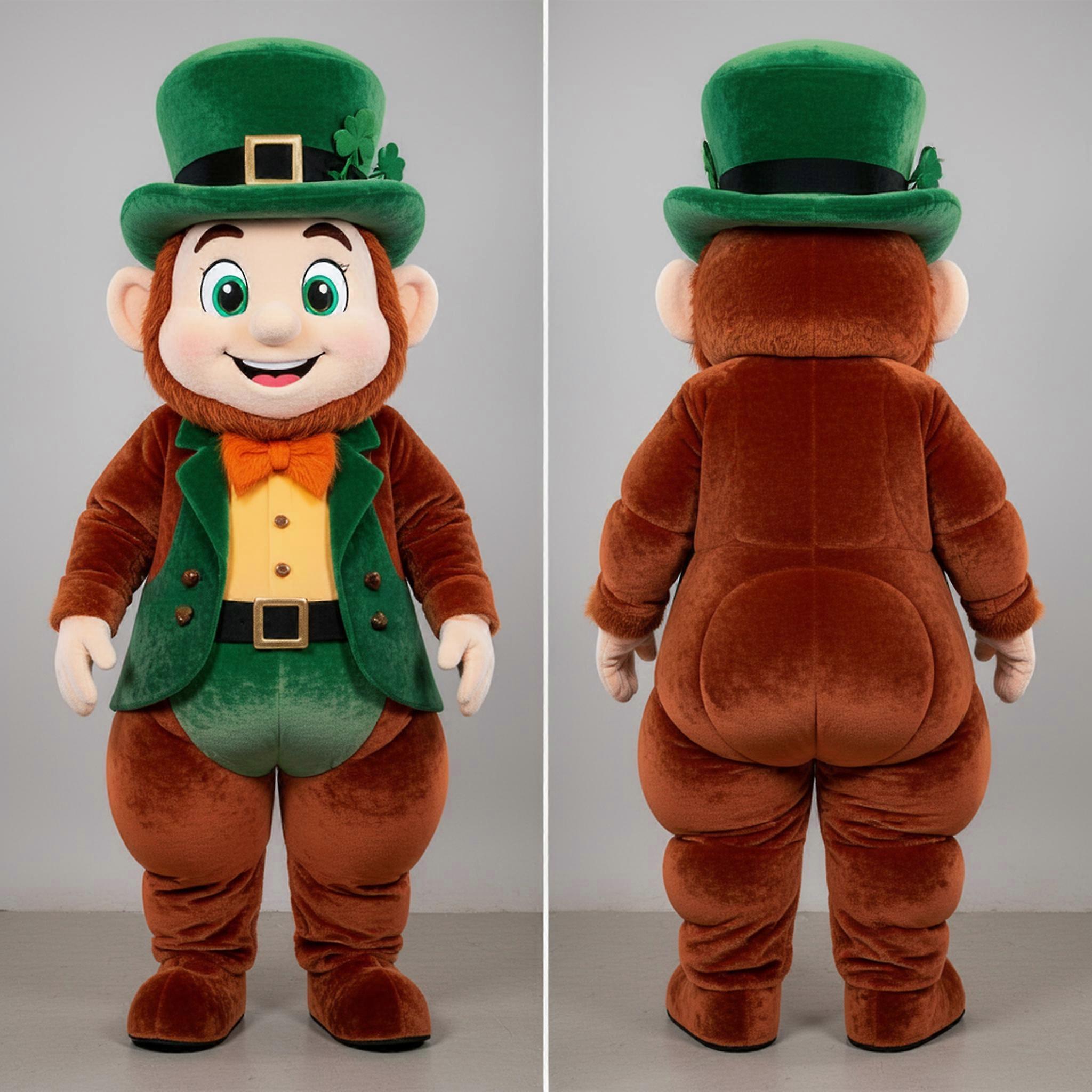 MASTICOT Rust Orange Wide Eyed Leprechaun Mascot