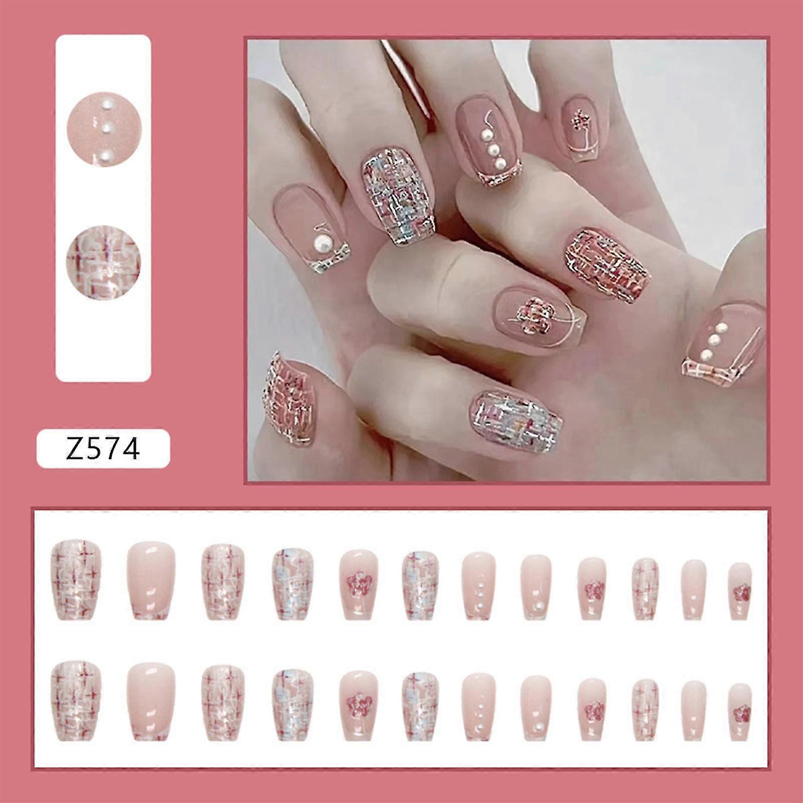 Pearl Adornment False Nails Lightweight Durable False Nails