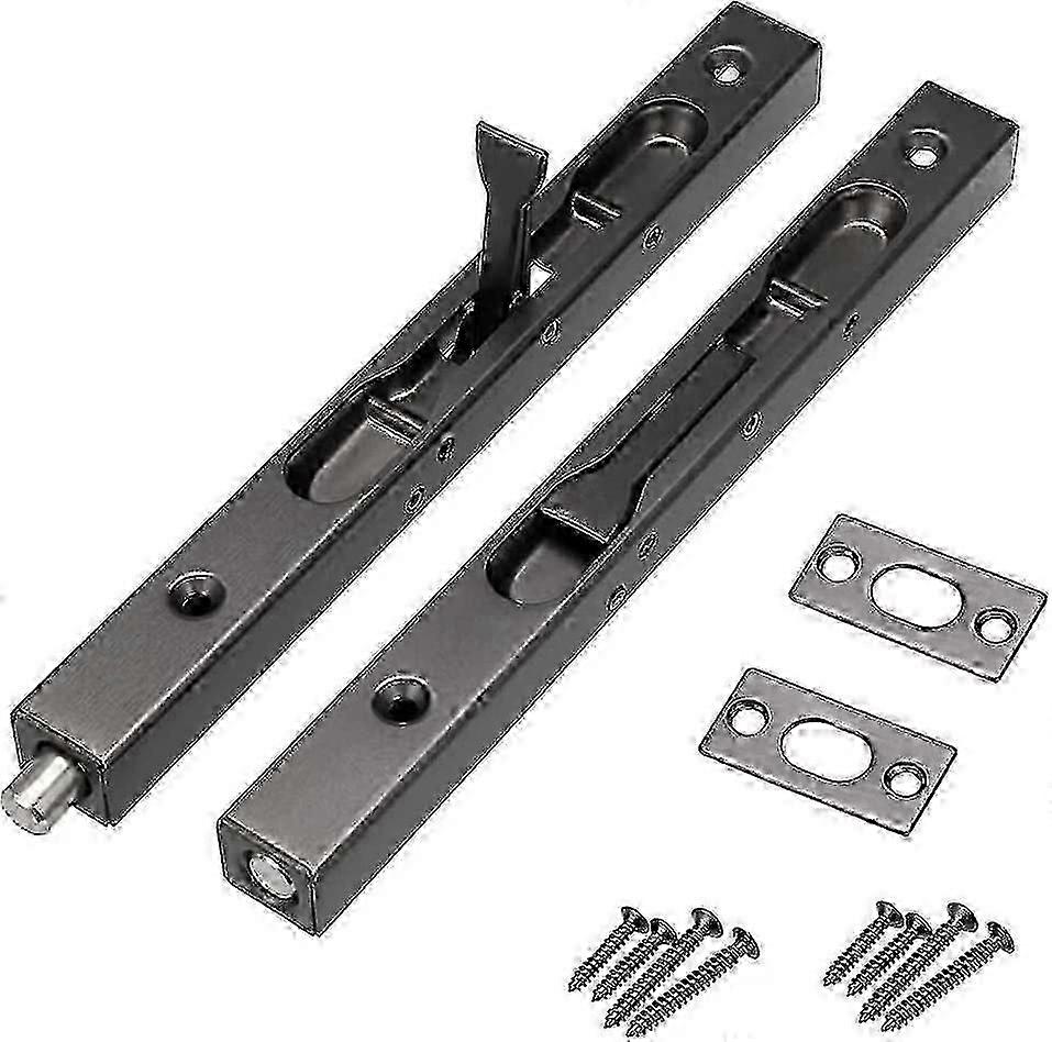 2Pcs Black Door Flush Bolt for Double Doors