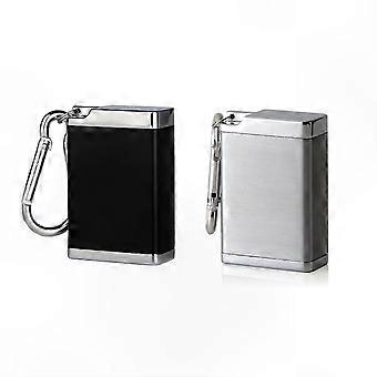 Mini Portable Ashtray Set, 2 Pcs Black & Silver, Key Ring Included for Outdoor Use and Environmental Protection