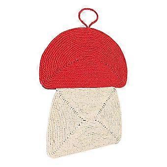 Mushroom Shaped Cat Scratch Board Sisal Pet Scratcher with Hanging Rope, Durable Bite Resistant Cat Toy for Indoor Cats, 39x27.5cm, 1Pcs