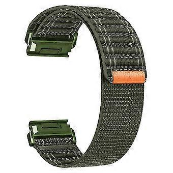 26mm Nylon PC Watch Strap, Army Green, Adjustable Lightweight Wrist Band, Compatible with Garmin Fenix 5X 6X 7X 8 51mm