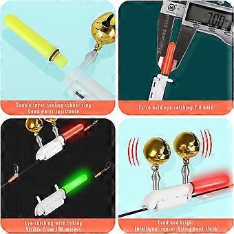 6 Pcs Fishing Bite Alarms with Bells and LED Glow Sticks, Waterproof Luminous Accessories Compatible with Most Fishing Rods for Night Fishing