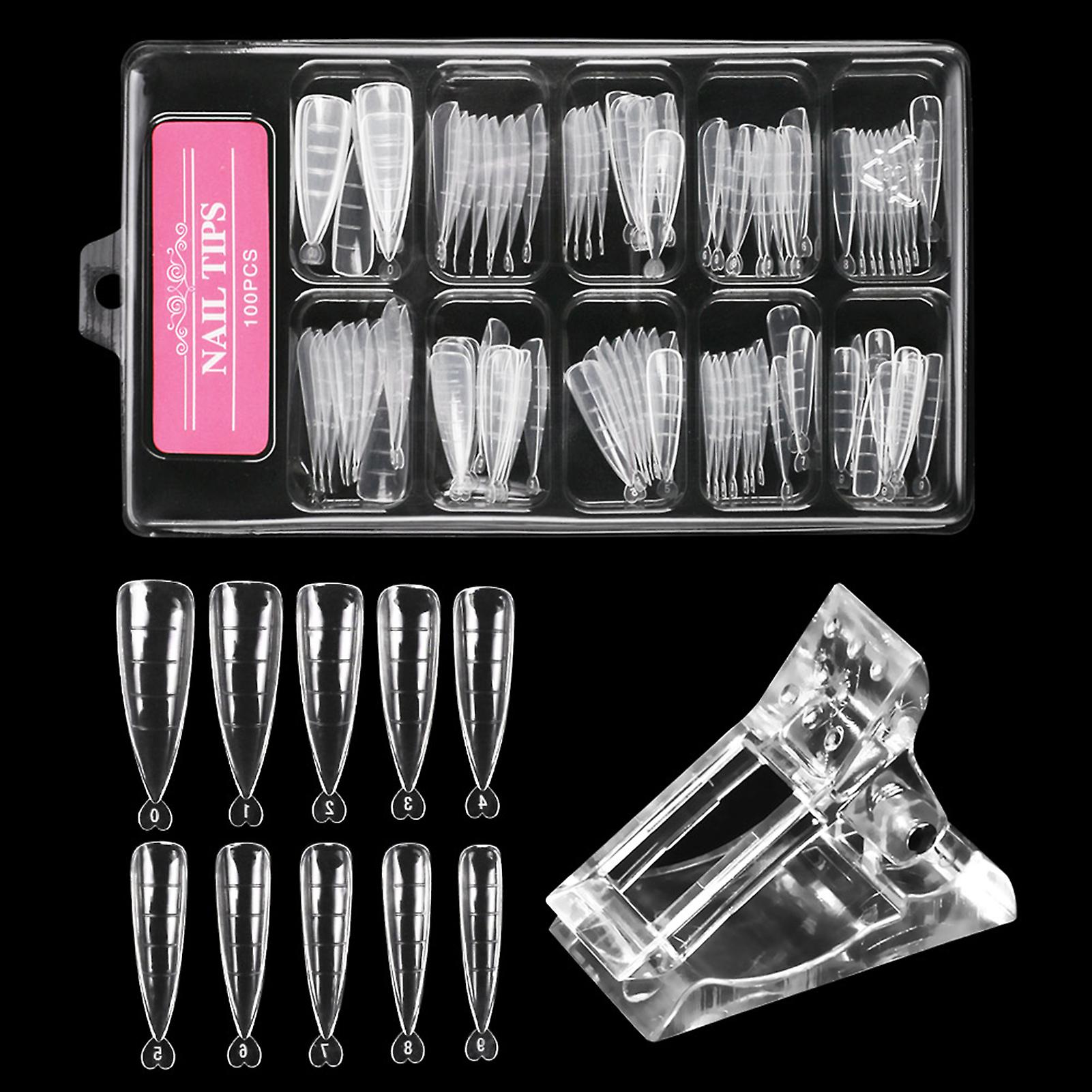 100pcs Nail Tips With Scale + Nail Clip