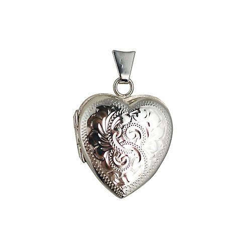 Silver 22x19mm hand engraved heart shaped Locket
