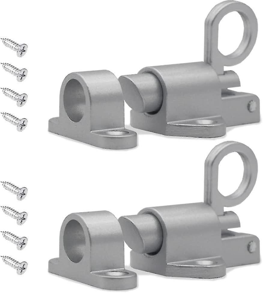 4 Pieces Door Lock, Window Gate, Security Pull Ring, Automatic Locking With Screw(black And Silver)