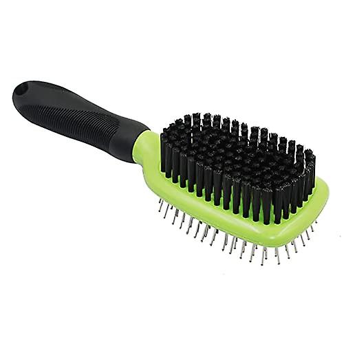 Double Sided Comb Brush Kit for Dogs and Cats - Pin slicker Brush & Bristle Brush in one tool, dog brush kit is perfect for dogs and cats