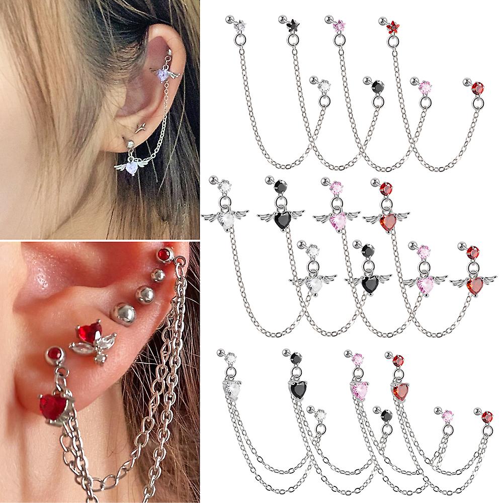 JeweBella 29 Pezzi Piercing Orecchio In Acciaio Chirurgico - Tragus, Helix, Cartilagine, CZ E Opale, Per Donna