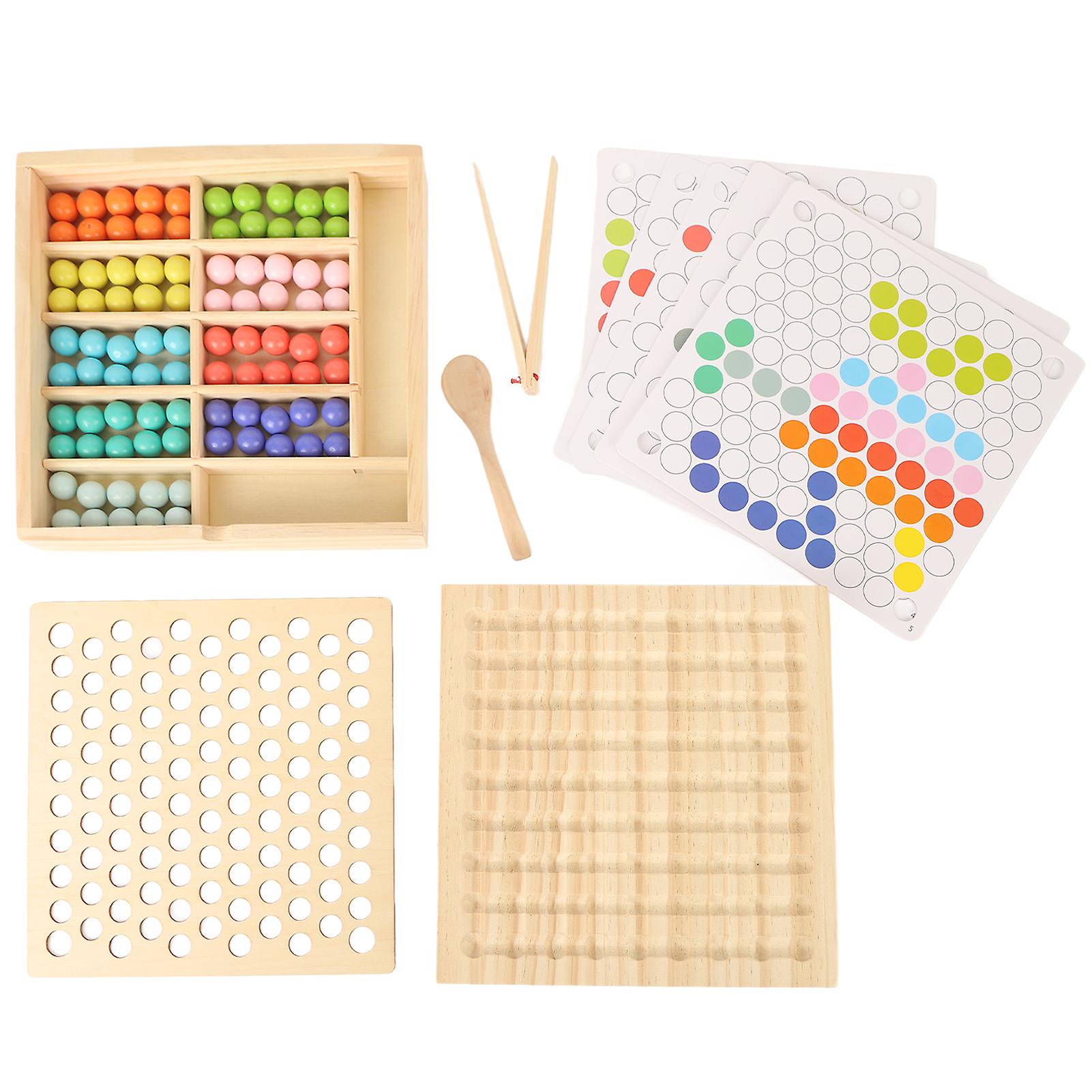 Wooden Board Bead Game Color Matching Sorting Learning Educational Wood Peg Board Game for Kid