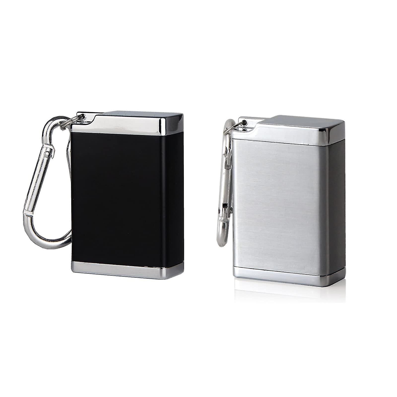 2023 - 2 pcs noir, mini cendrier portable argenté, cendrier portable avec porte-clés, pour extérieur