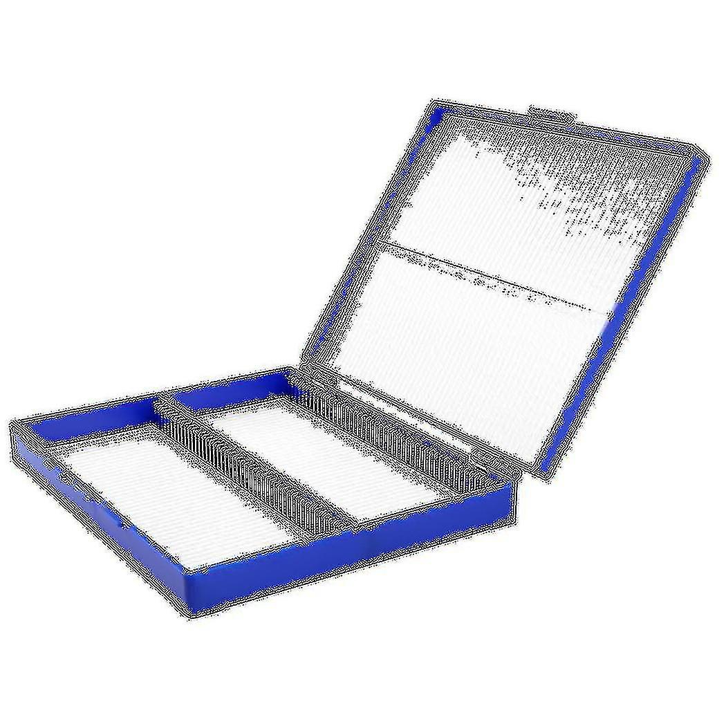Royal Blue Plastic Rectangle Hold 100 Microslide Slide Microscope Box