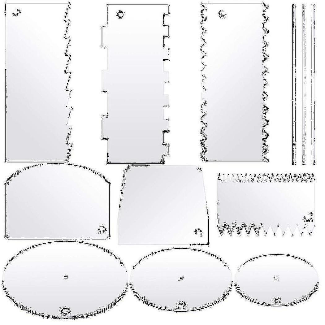 12 Pieces Acrylic Cake Discs Set, Cake Scraper Cake Decorating Comb Round Cake Discs Circle Base Bo
