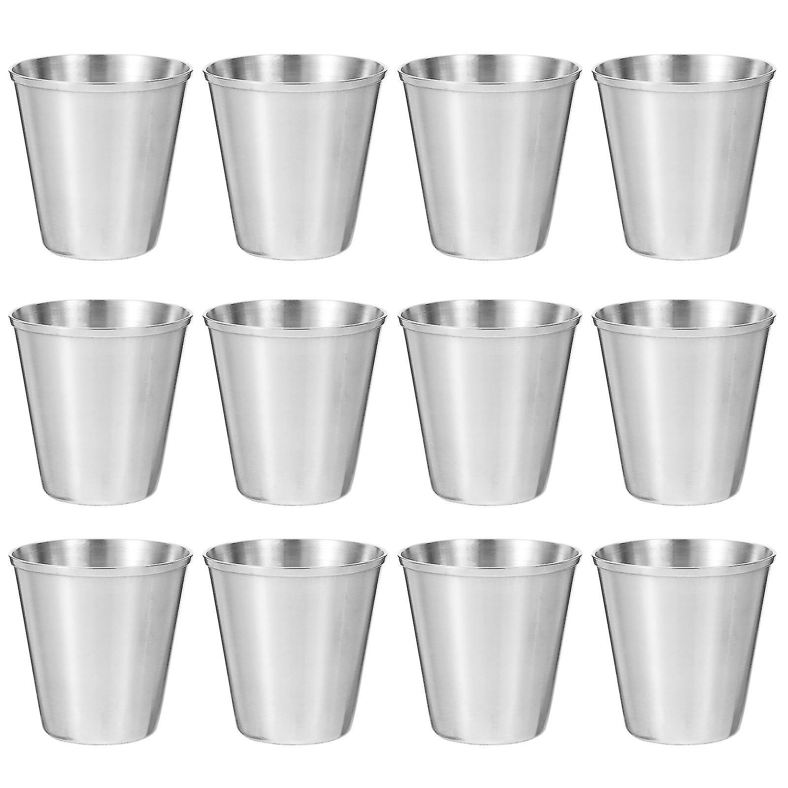 12 قطعة من الفولاذ المقاوم للصدأ شوت كؤوس المحمولة شرب بهلوان المشروبات الروحية كأس النبيذ كأس صلصة حامل (30 مل)