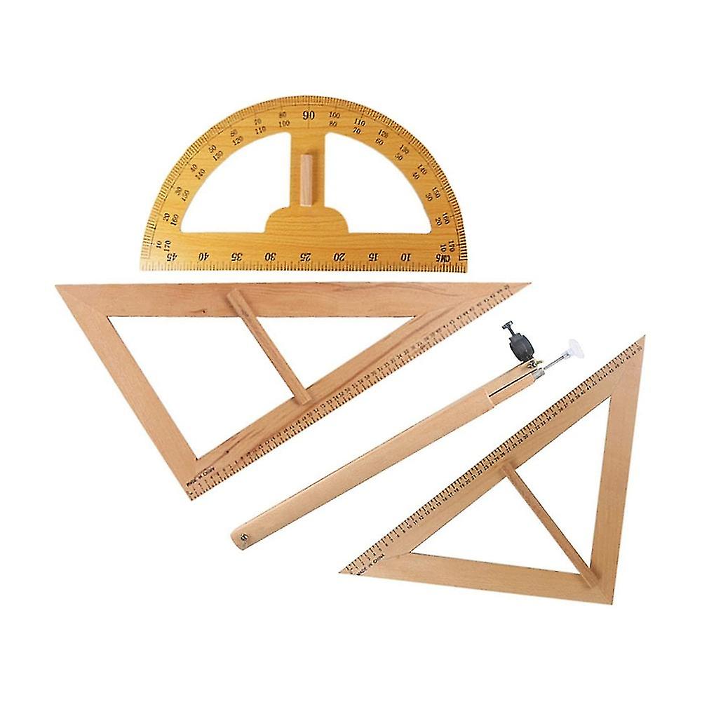 Wood Maths Geometry Set,compass, Triangle Ruler Stationery For Teachers Draftsman Chalkboard Engineers Drafting