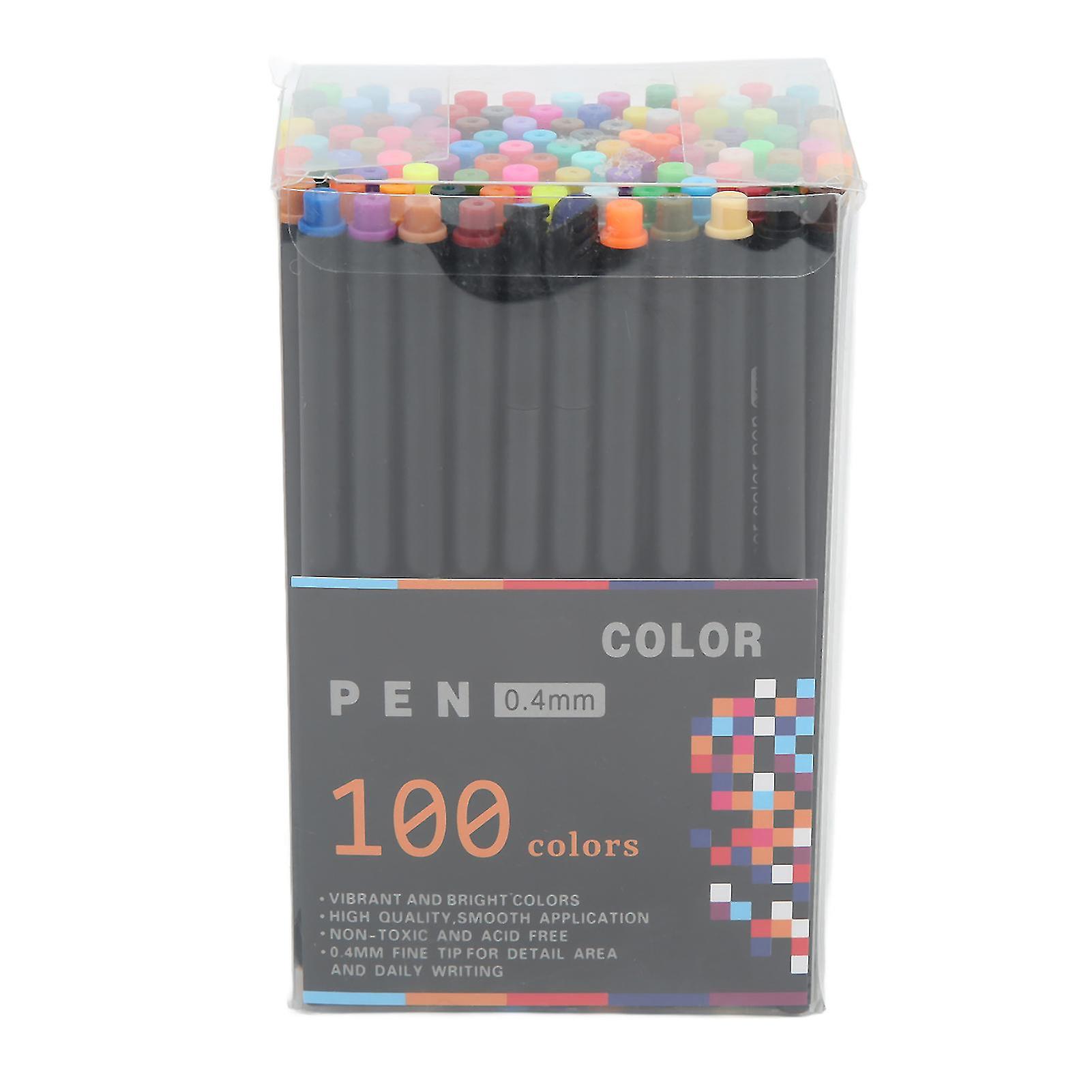 Fine Tip Pens 100 Colors Fast Drying Glossy Ink Output 0.4mm Needle Tube Minimize Oozing Fineliner Markers for Writing