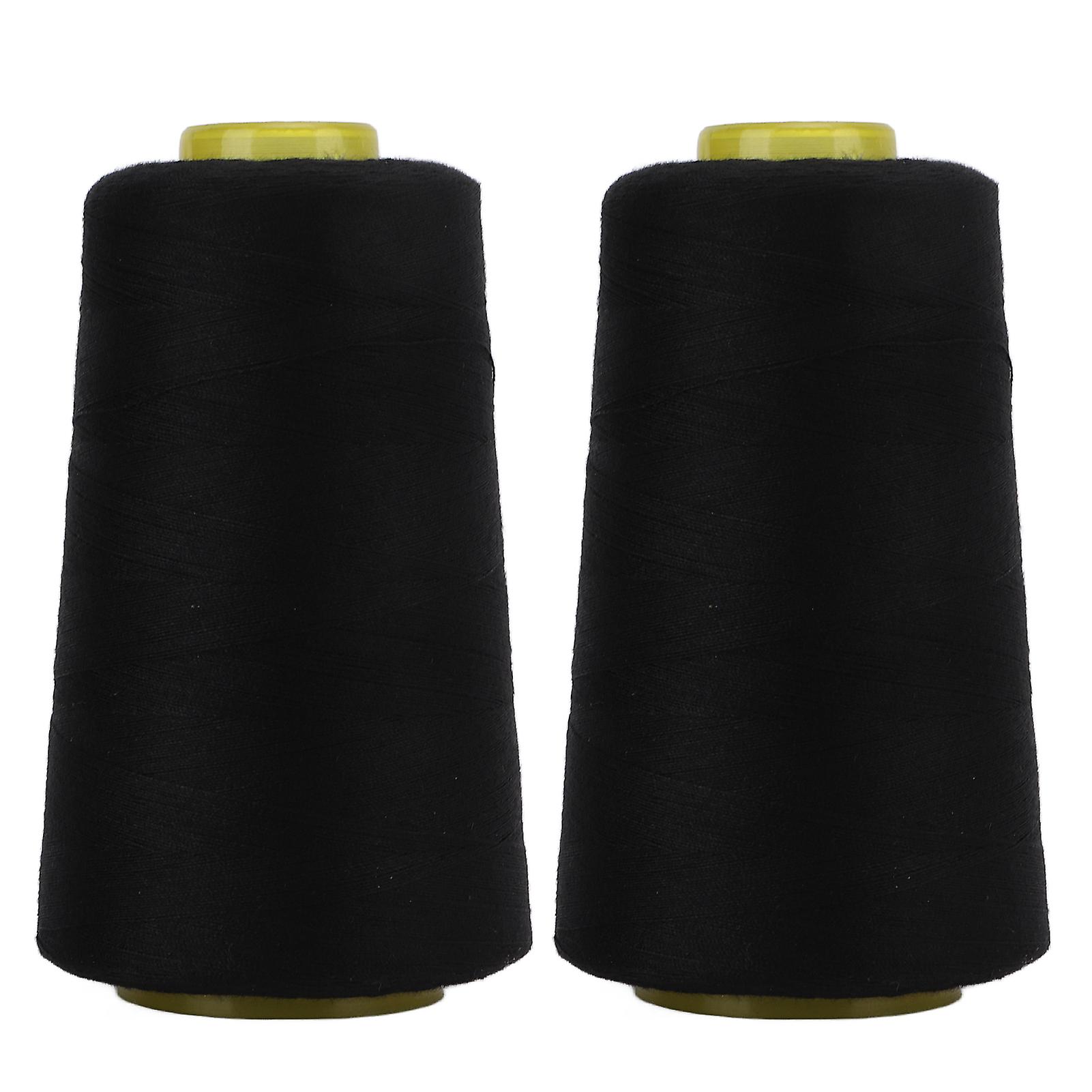 2Pcs 402 Serger Thread Premium Polyester Black Thread Fray Resistant Durable Sturdy for Sewing and Overlocking
