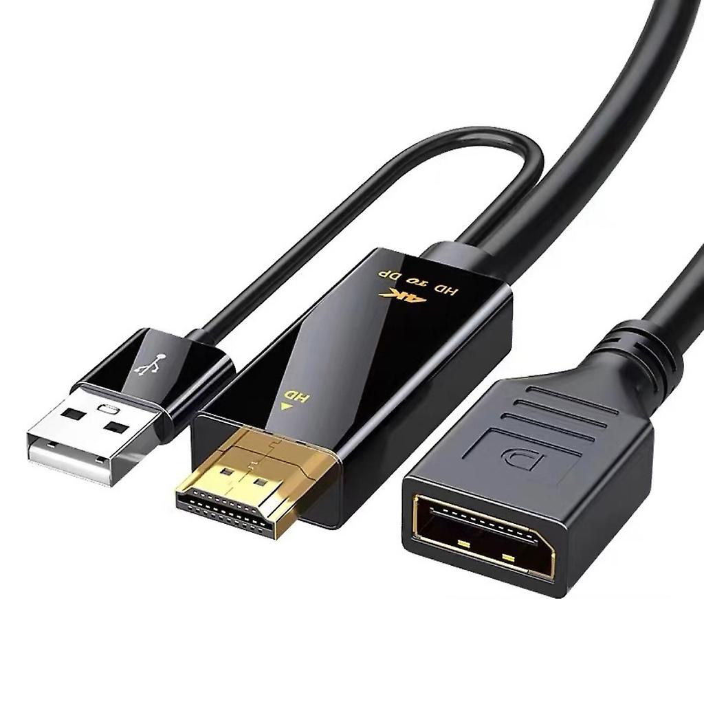 HDMI2.0 To DP1.2 Converter HDMIcompatible To DisplayPort Connector With USB Power Cable for Monitors Video Converter