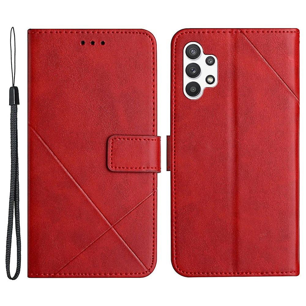 Solid Color Line Phone Shell for Samsung Galaxy A13 4G,Wallet Foldable Stand Design Phone Case