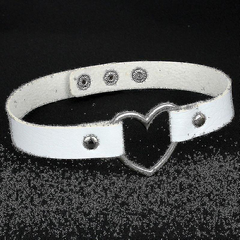 PU Läder Choker Halsband Gåva För Kvinnor Holografisk Choker Hjärta Metall Laser Krage Chocker Mode Smycken Färgglada Läder