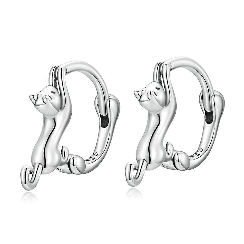 Stretch Cat Stretch Earrings, Size: Small Platinum Plated Small Platinum Plated