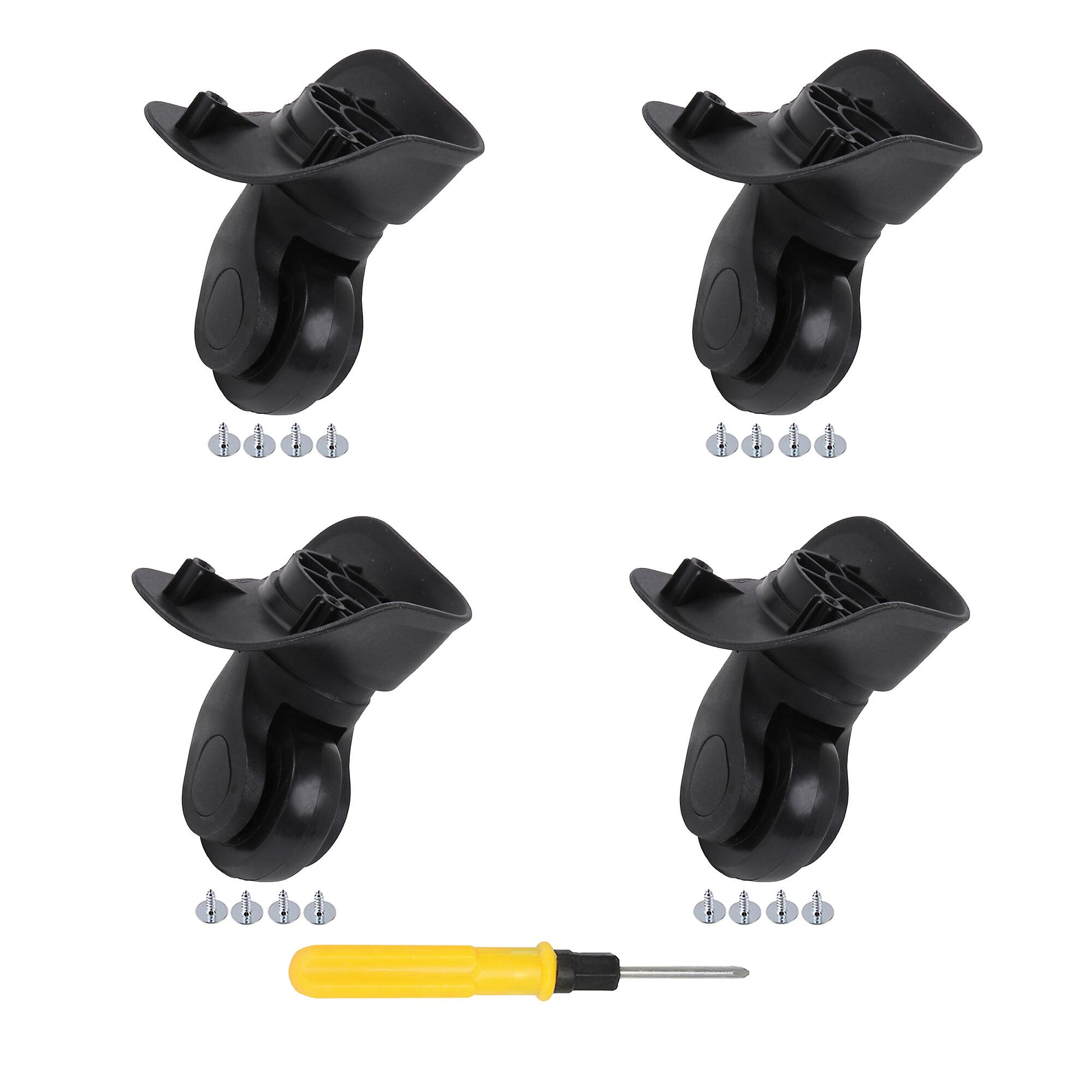 4 Pcs Luggage Mute Wheels Replacement W041-2-S 3.62Inch Black Right Kit