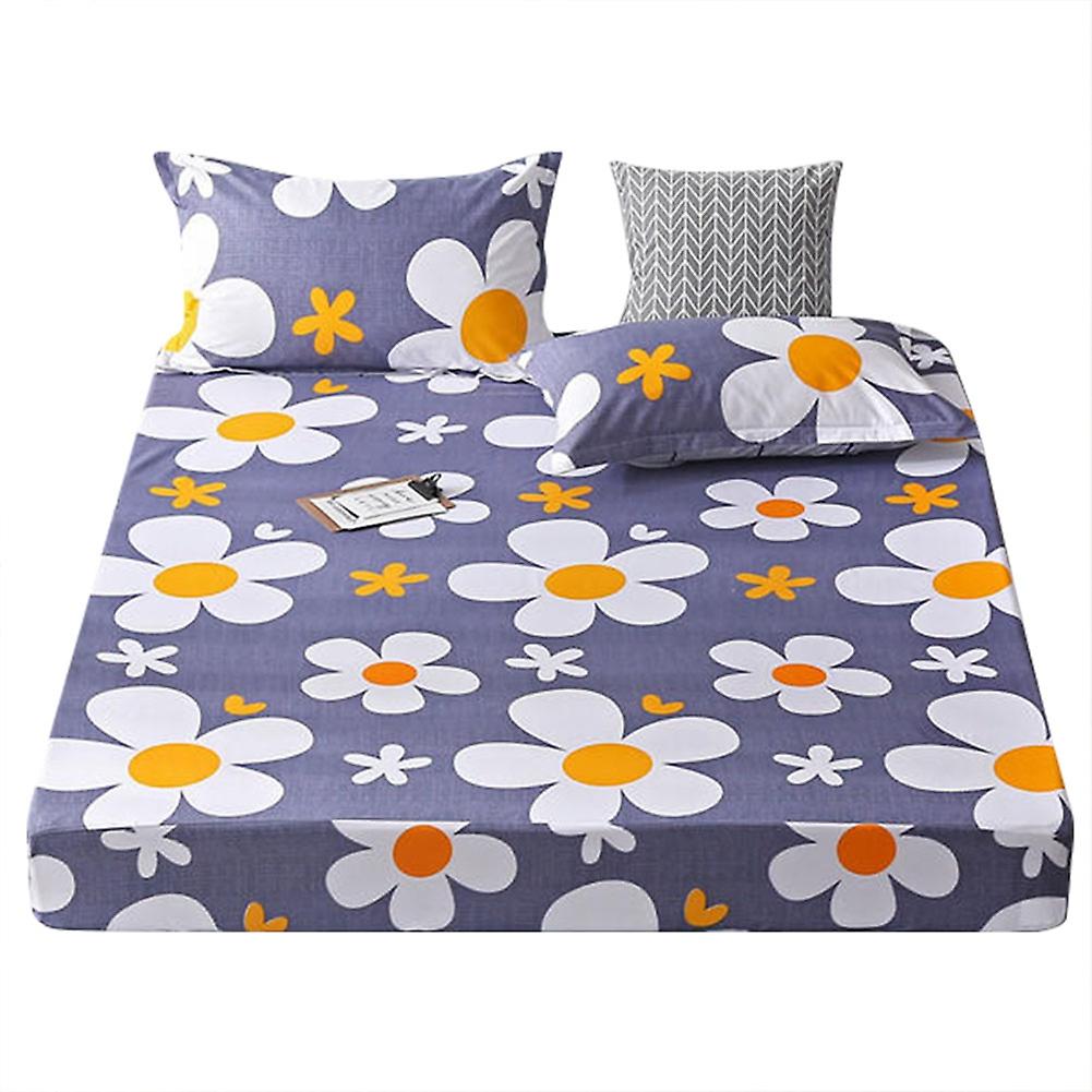 Flower Printing Polyester Bedding Set Pillowcase Fitted Sheet (Full)
