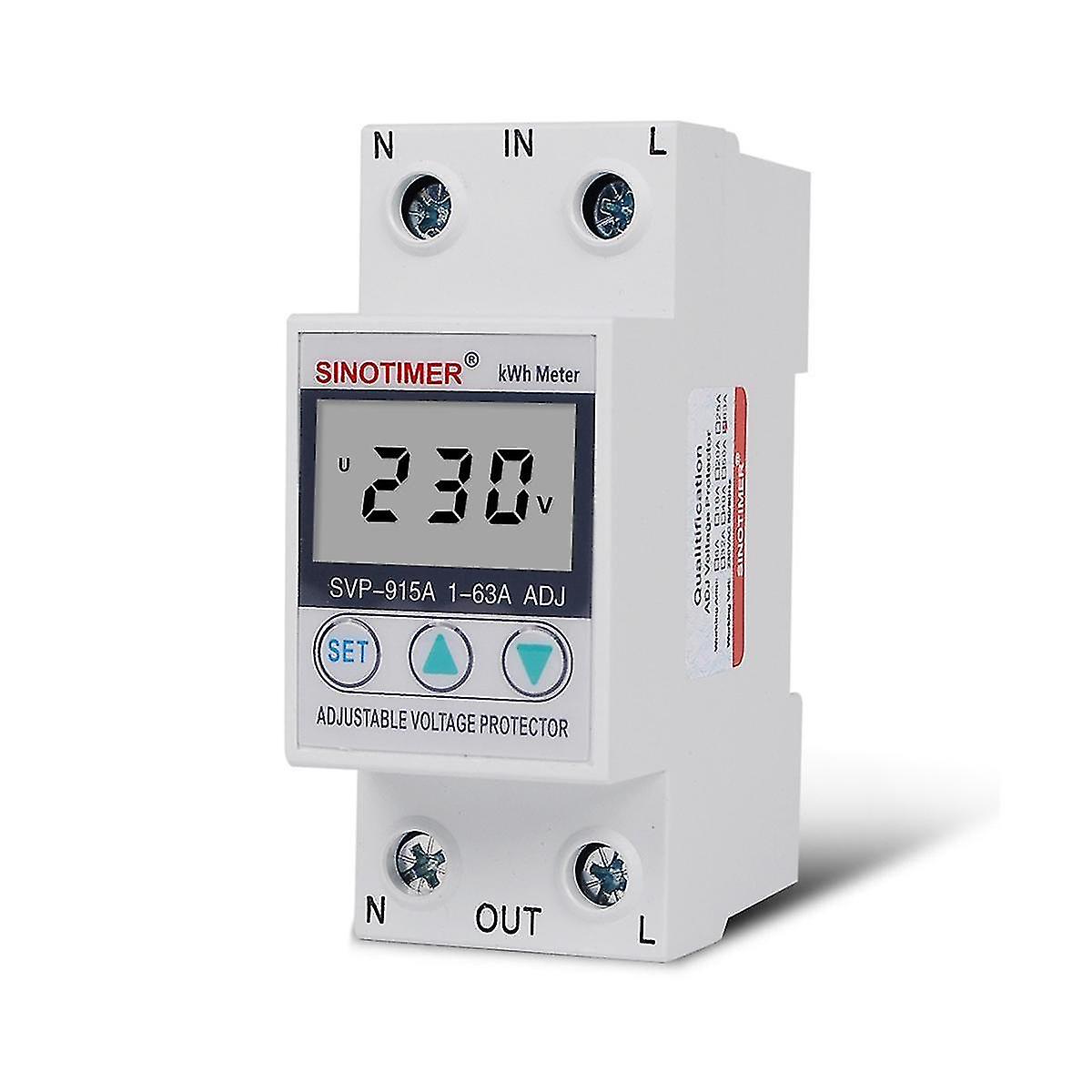 SVP-915A 63A Single Phase Adjustable Intelligent Overvoltage Protector with Metering Power Display