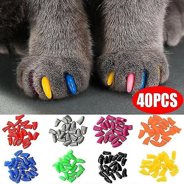 20/40pcs μαλακά καλύμματα καρφιών γατών/κάλυψη καρφιών γατών/νύχι ποδιών/προστάτης καρφιών πυριτίου κατοικίδιων ζώων με το ελεύθερο μέγεθος κόλλας Xs-xl