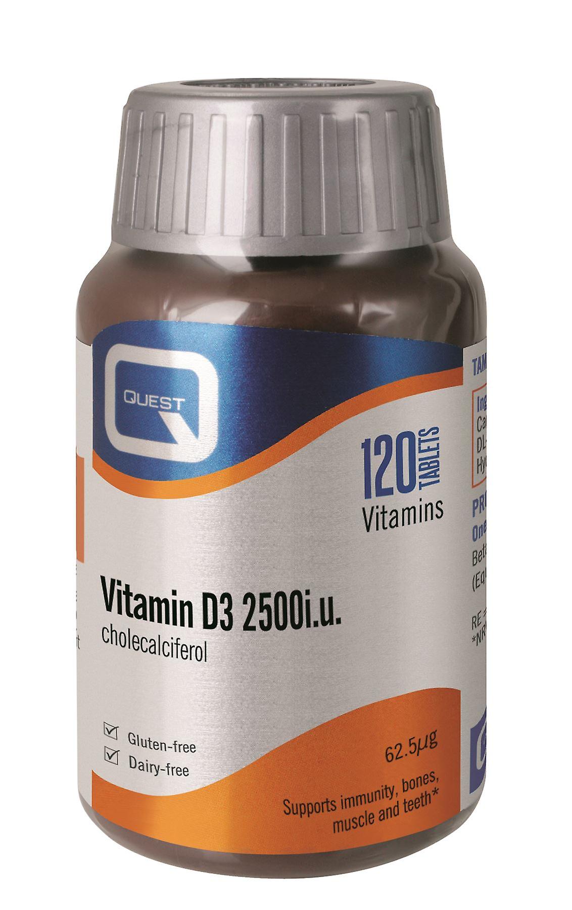 Quest Vitamin D3 - 2500iu - Cholecalciferol - 120 Tablets