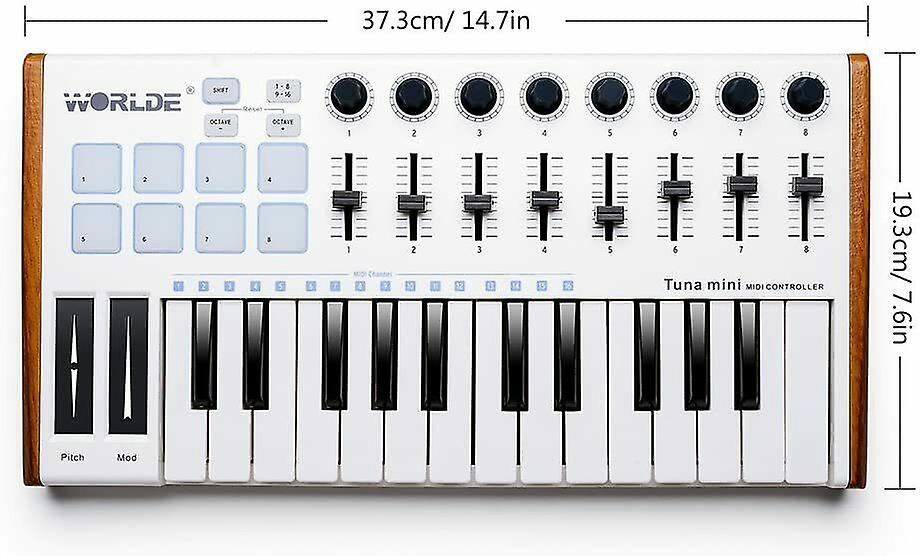 Worlde 25 Keys Usb Midi Keyboard Controller Professional Musical Instruments Keyboard Midi Piano 8 Rgb Backlit Dj Pianos