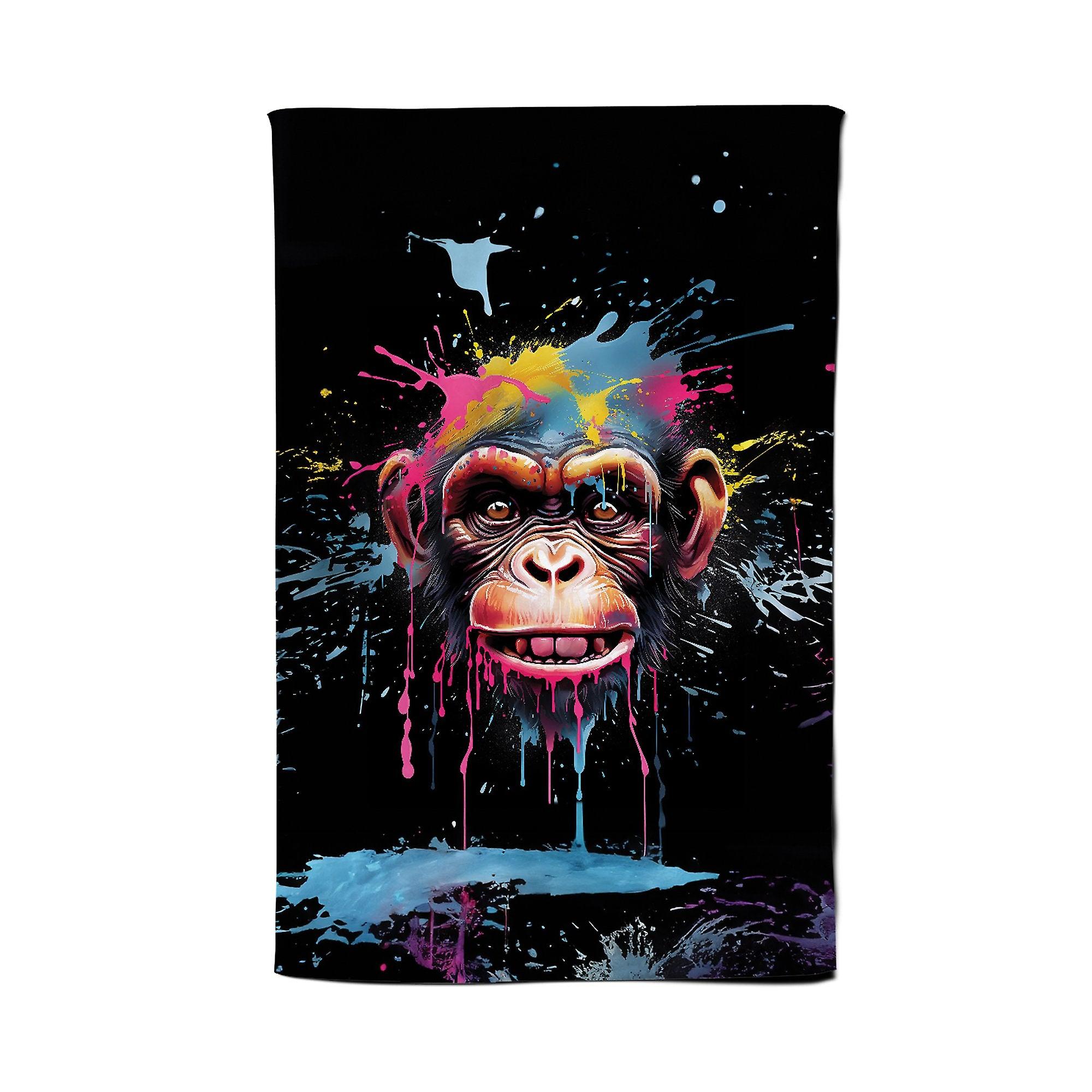 Multi Coloured Monkey Face Splashart Tea Towel