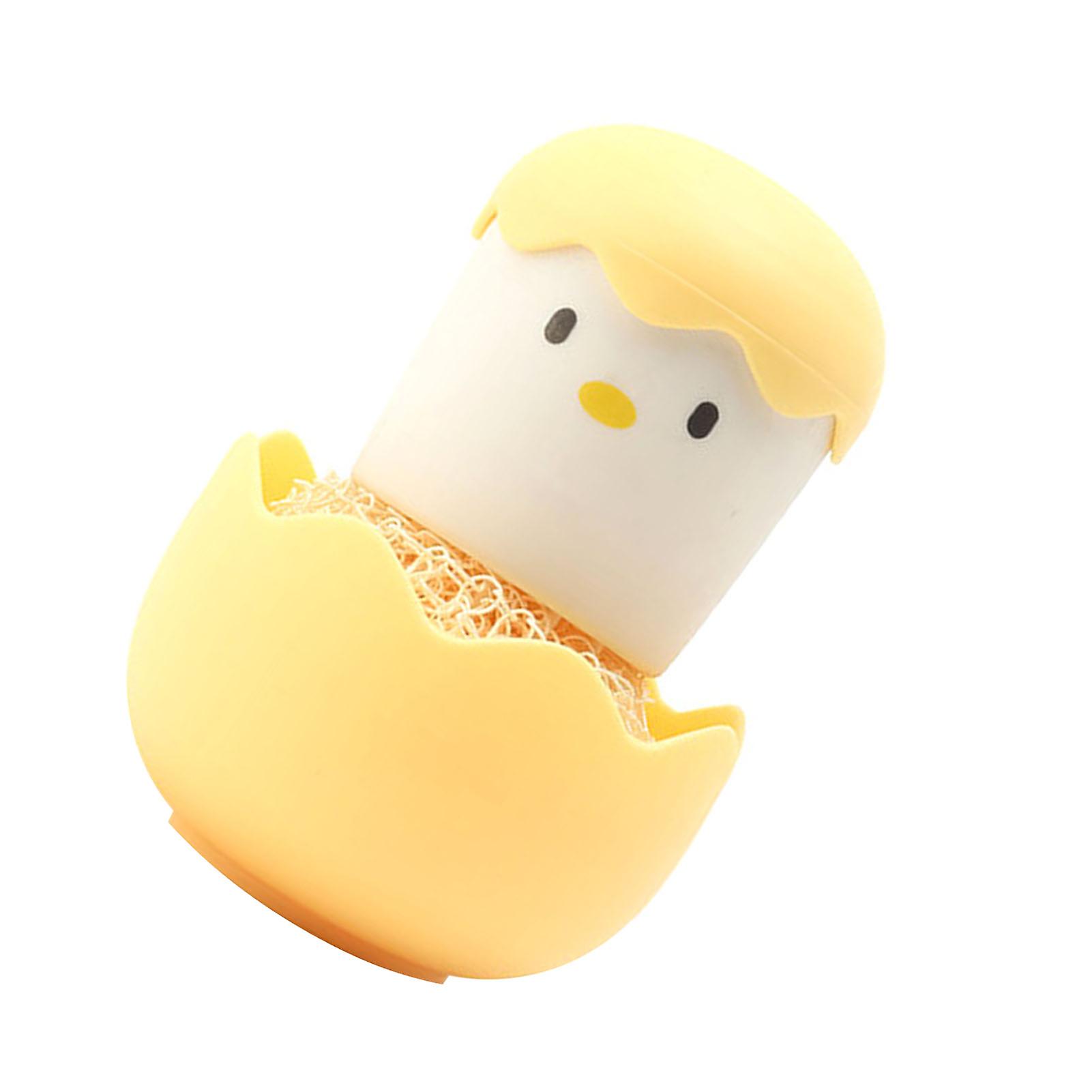 Eggshell Chicken Cleaning Brush with Detachable Handle Yellow Fiber