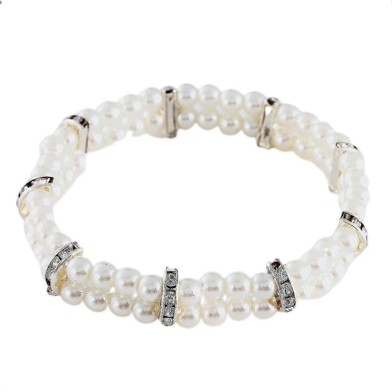 2 列ペットジュエリーかわいい猫の首輪と派手な犬の首輪のネックレスラインストーンパールの魅力小型犬のための女の子の子犬の女性チワワヨーキーギ