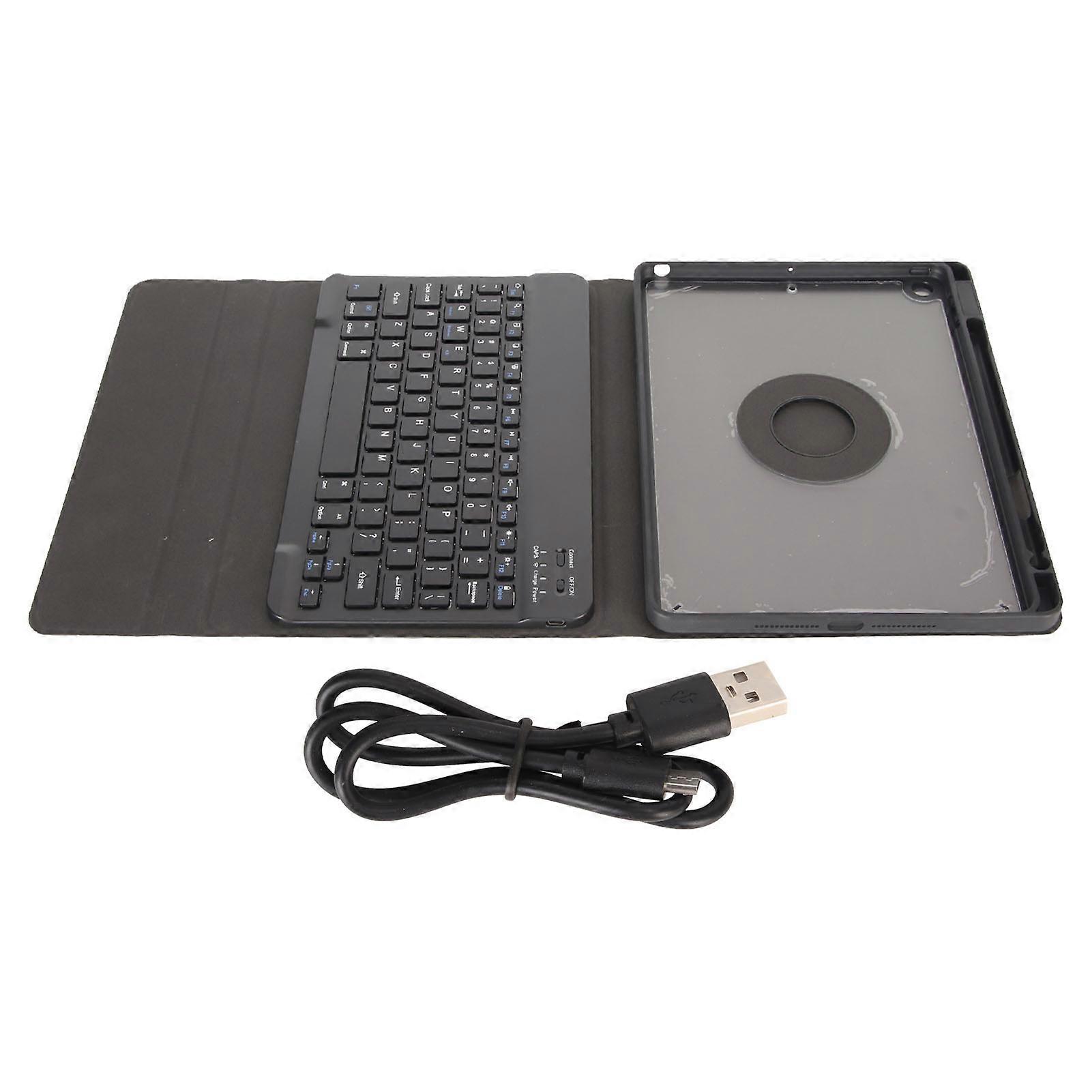 Magnetic Case for IOS Tablet 10.2in 2019 7th 8th 9th Generation with Pencil Holder Keyboard Rotating Detachable Case Black