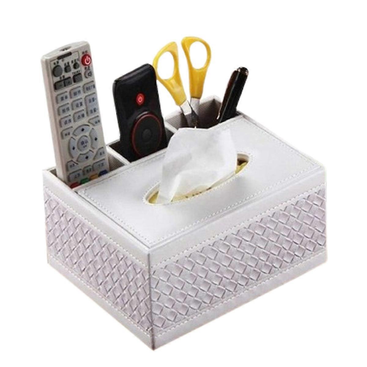 PU-Leder Multifunktions-Taschentuch-Box-Abdeckung Stift Bleistifthalter Fernbedienung Aufbewahrungsbox Schreibtisch-Organizer Büro-Desktop-Tisch