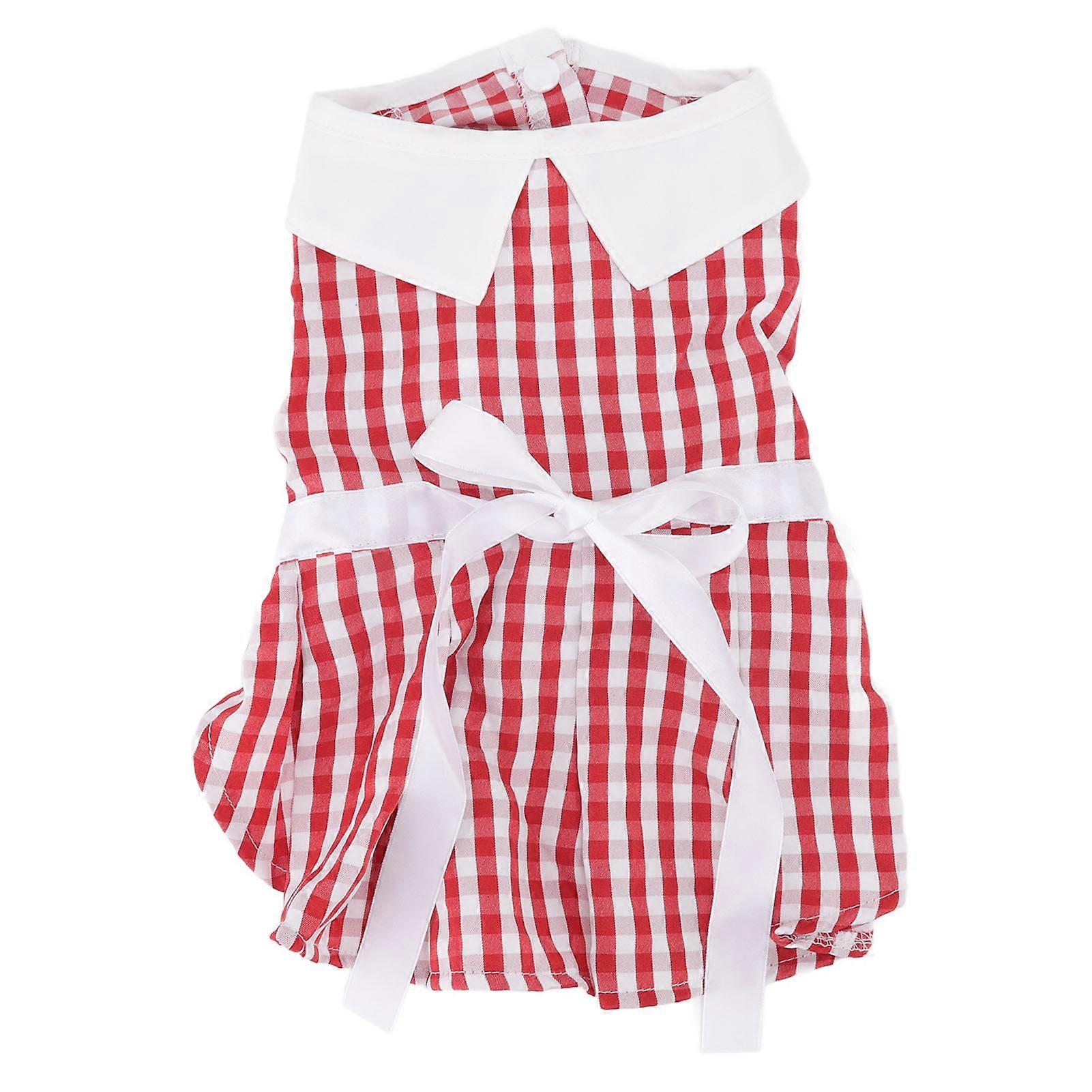 ペットドレス夏かわいい格子縞リボンベルト日焼け止めペット猫スカート犬猫用スカート