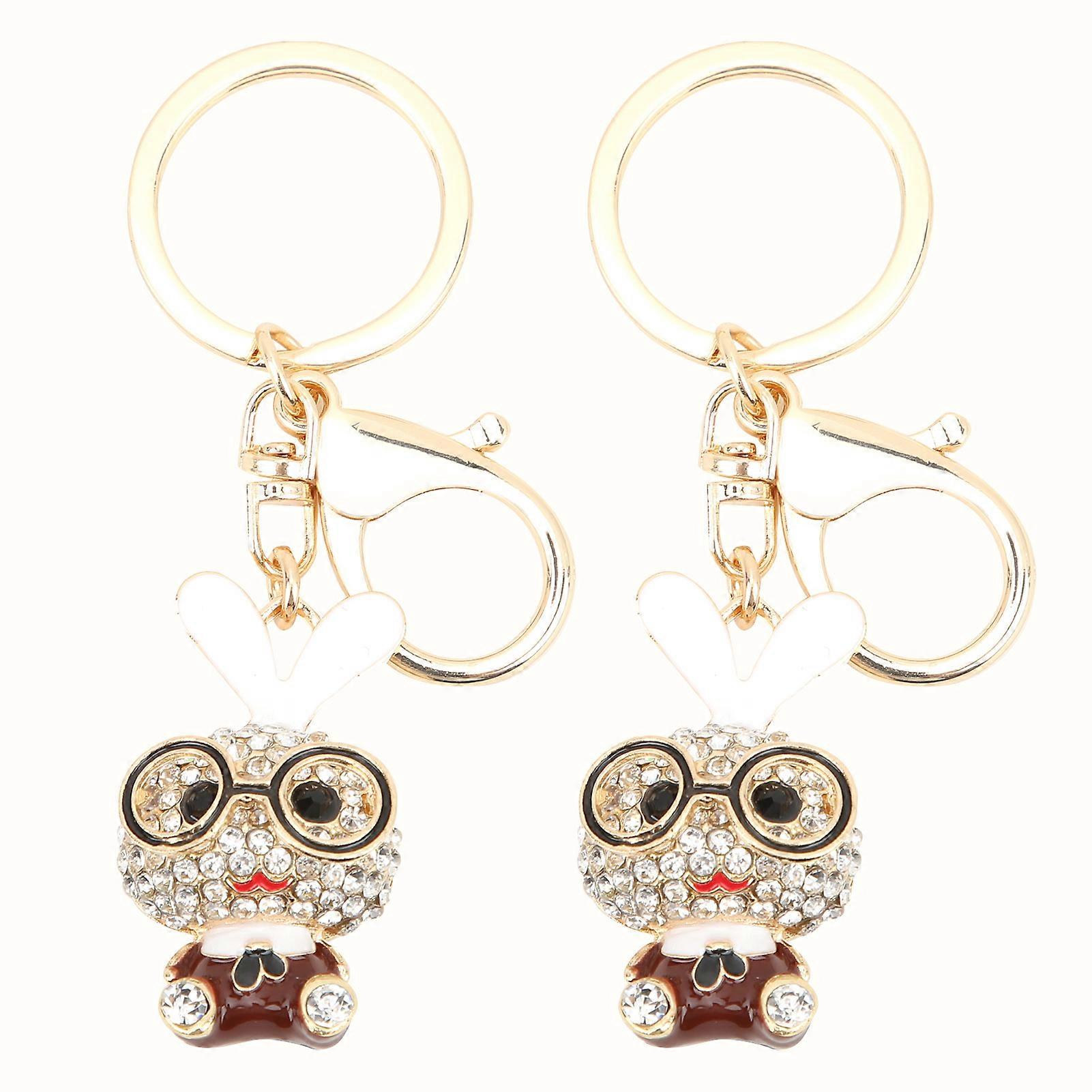 2pcs Keychain μενταγιόν χαριτωμένο λαγουδάκι σχήμα στρας στολίδια εξαρτήματα για μπρελόκ τσάντα διακόσμηση δώρο