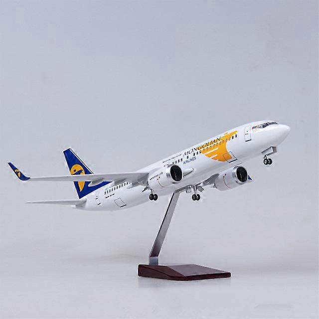 1:85 Scale 47CM Diecast Model Mongolian Airlines Boeing 737 Resin Airplane Airbus With Light And Wheels Toys Plane Collection