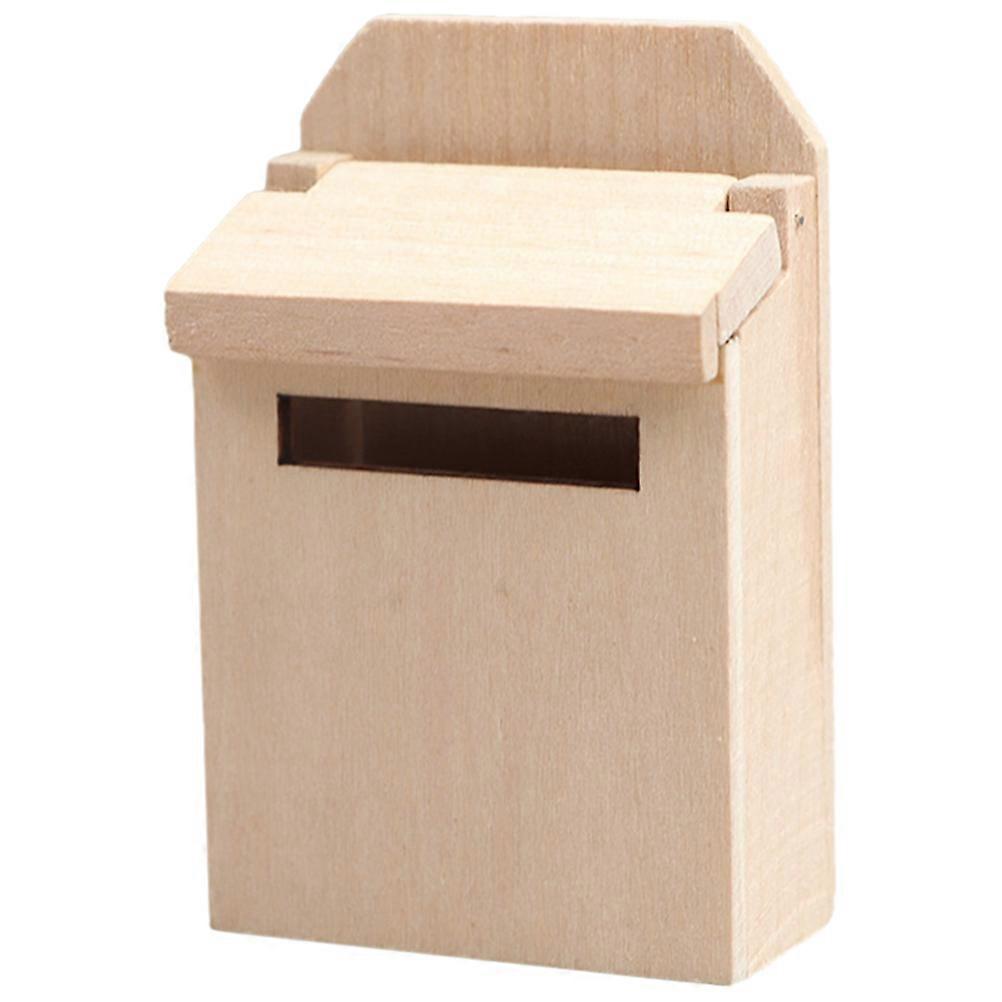 Miniature Blank Mailbox Wall Mount Doll House Mini Mail Box Miniature Wooden Flip Mailbox Model