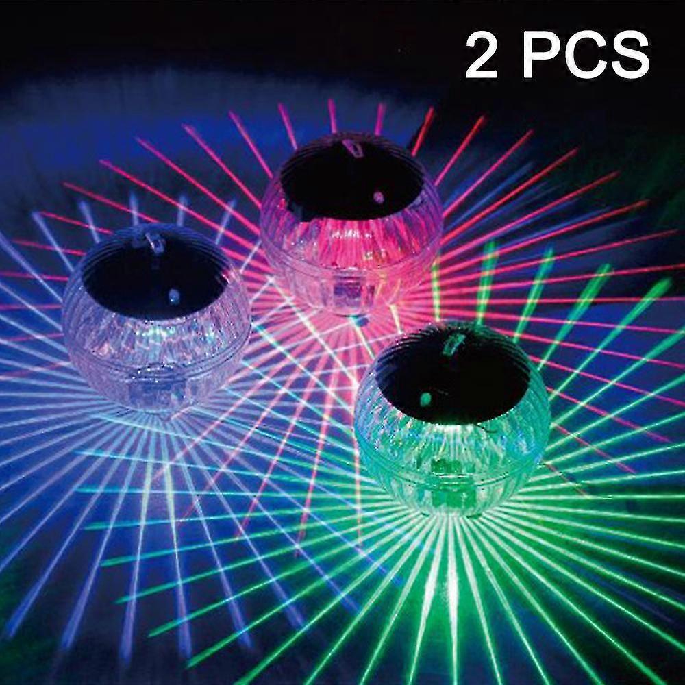 2 Pcs Floating Pool Lights Solar Battery Powered Flowers Inflatable Waterproof Glow Glob