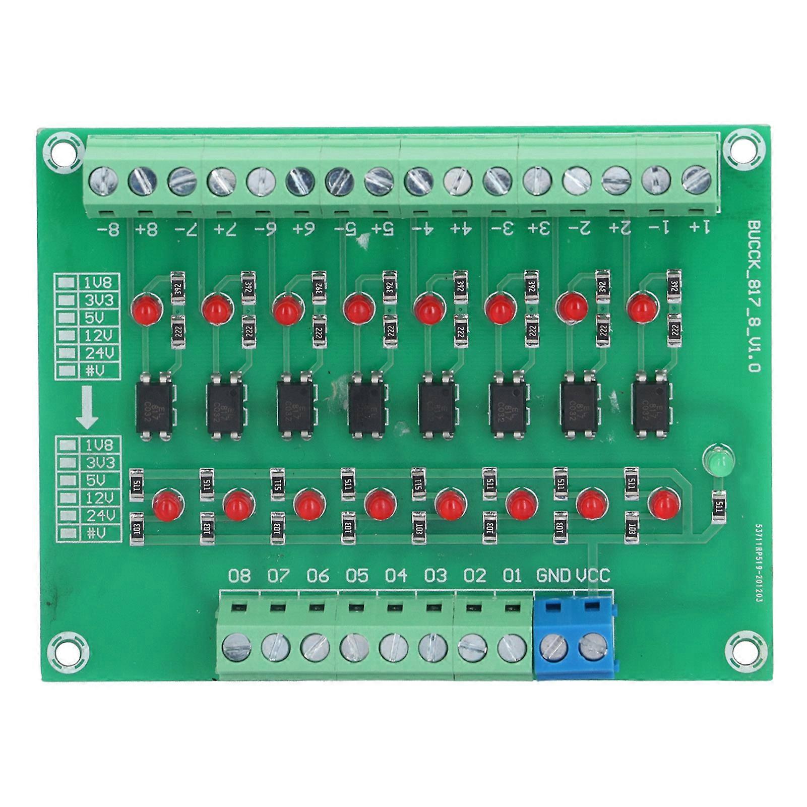 Optical Isolation Module 24V to 5V 8 Channel Optocoupler PLC Signal Converter Board