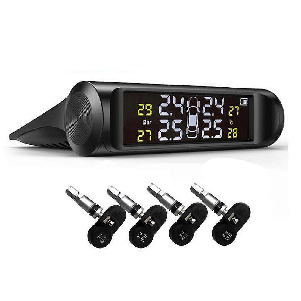 Solar TPMS Car Tire Pressure Alarm Monitor System 4 Wheel Internal External Tyre Sensor Temperature
