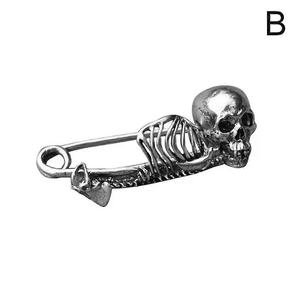 Punk Style Skull Brooch Gothic Skeleton Badge Lapel Pin Spooky Atmosphere