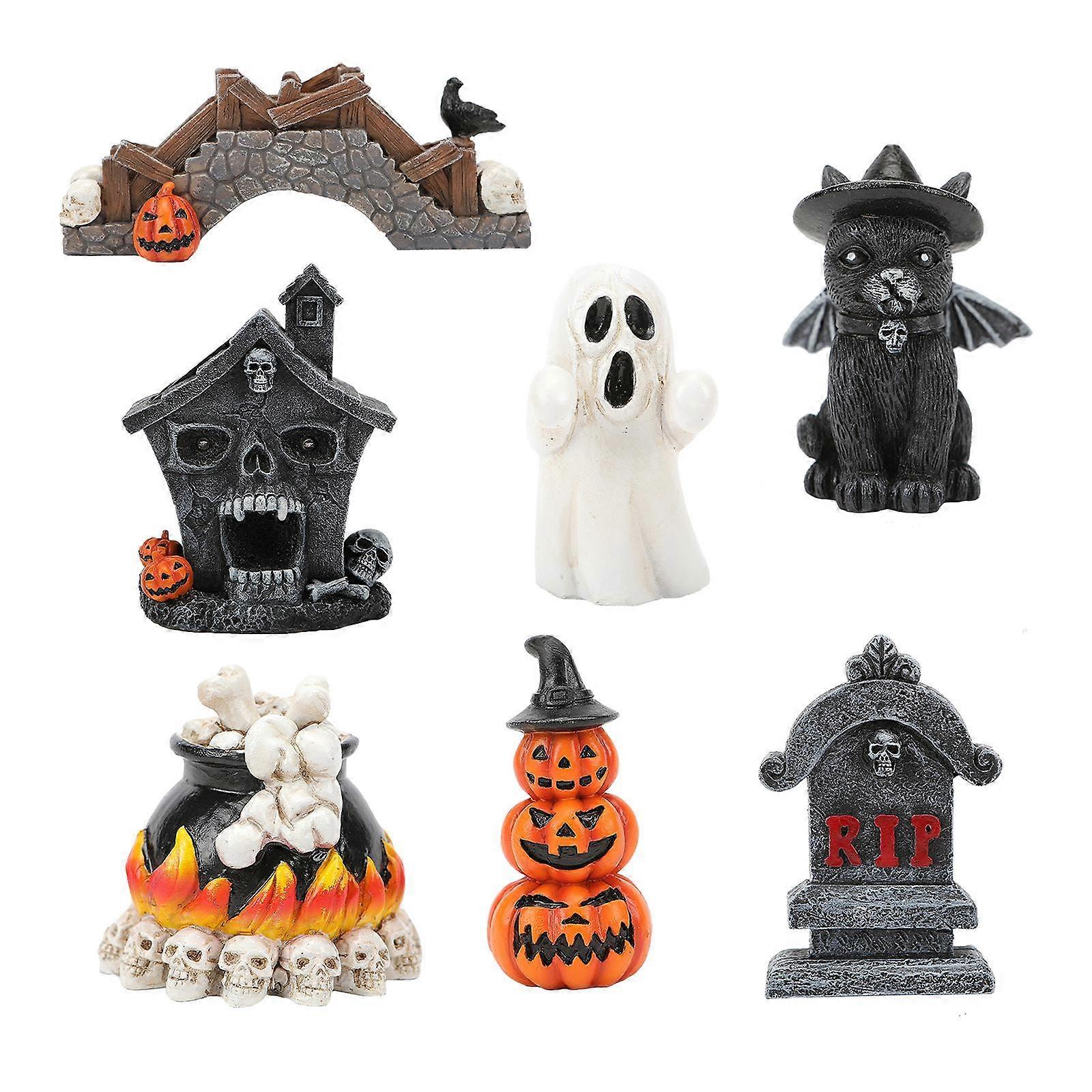 7 pezzi in resina figurina regalo statua di halloween per corridoio soggiorno ufficio