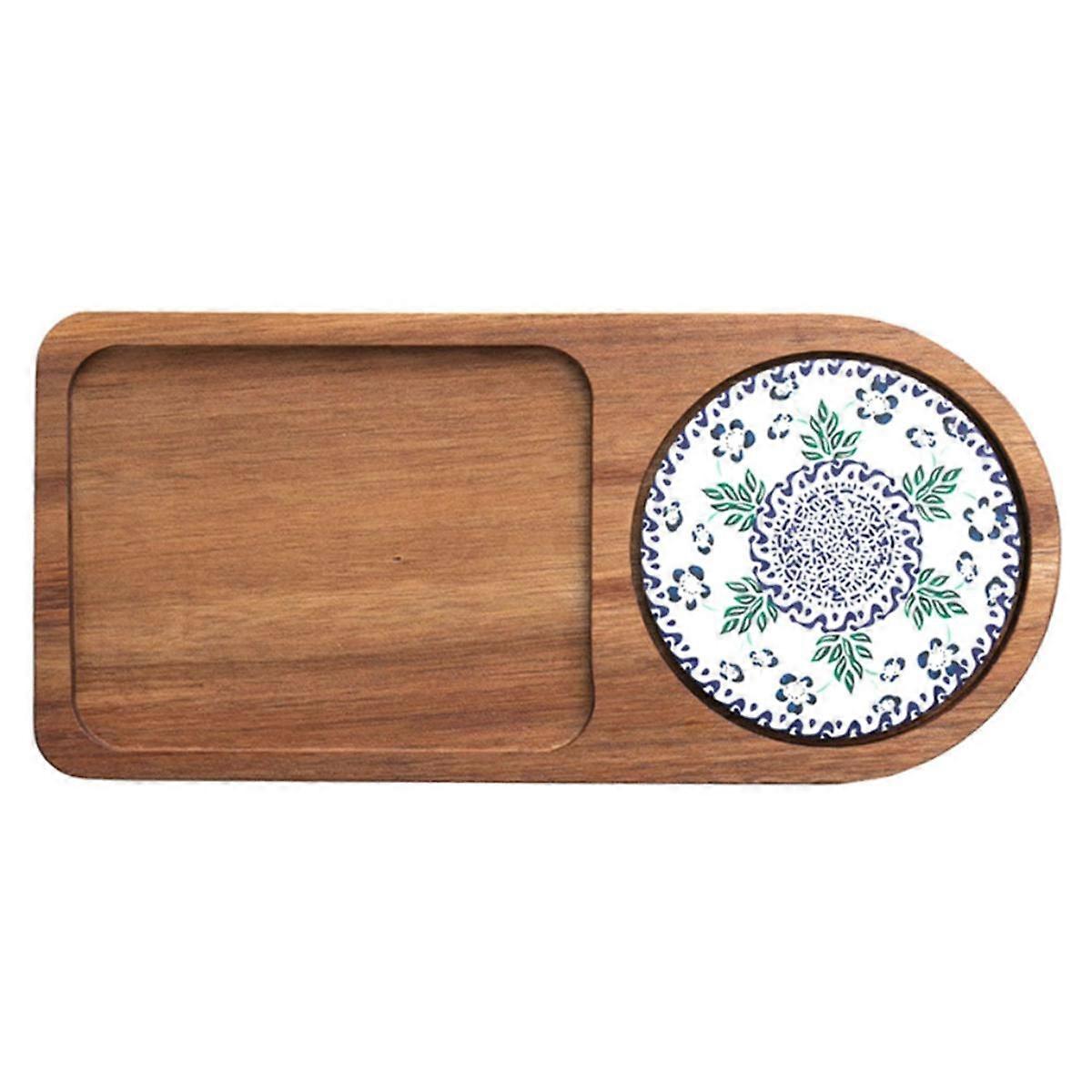 Coffee Tray Wood Plate Breakfast Tray for Serving Food Hospitality Coffeeware Teaware Decor Table Decoration Accessory A