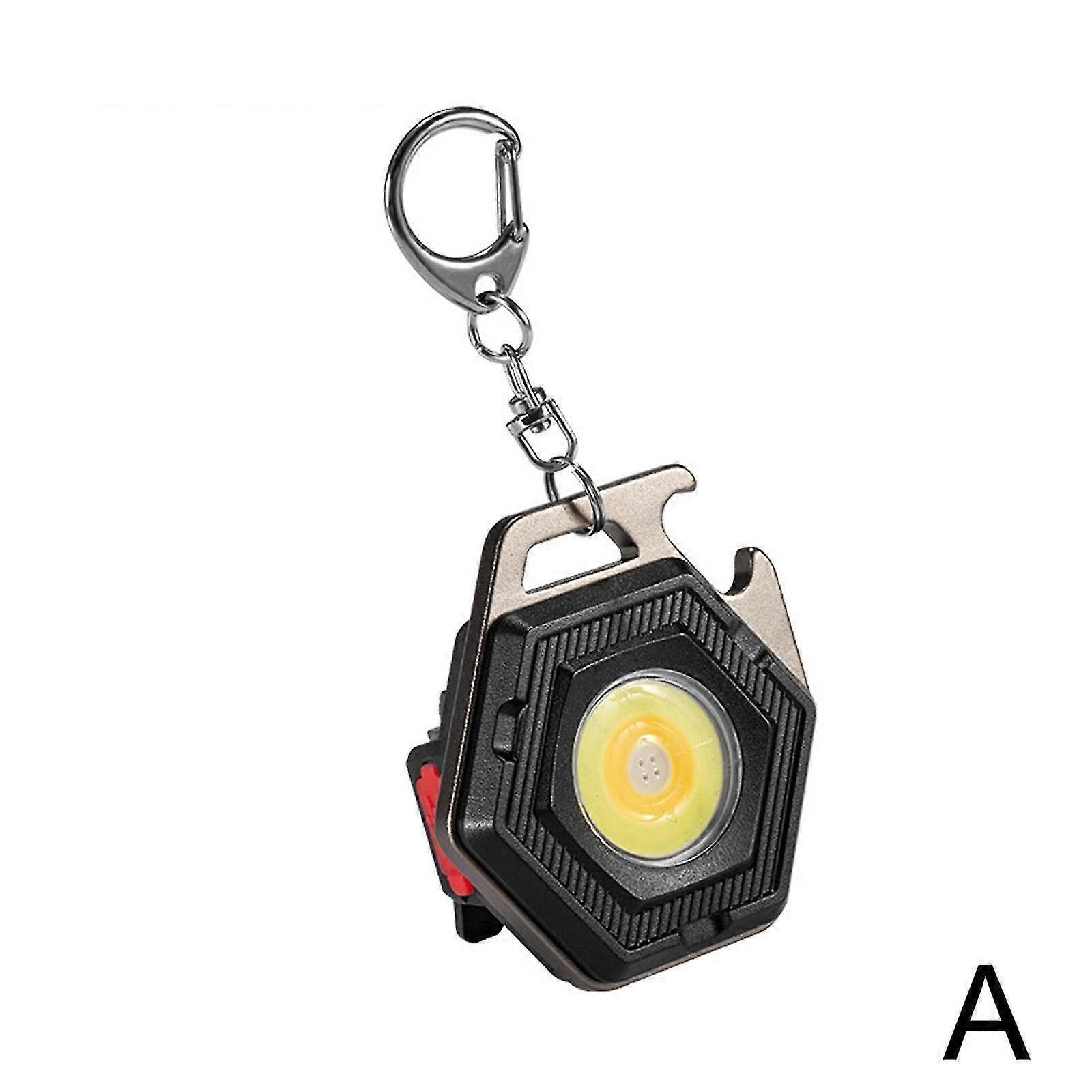 500lumens mini cob flashlights bright rechargeable keychain source light  (black)(1pcs)
