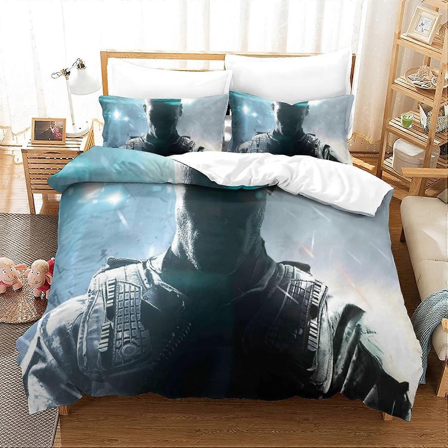 Call of Duty Duvet Cover Sets D Bedding Set Soft and Comfortable Microfiber Breathable with Zipper Closure for
