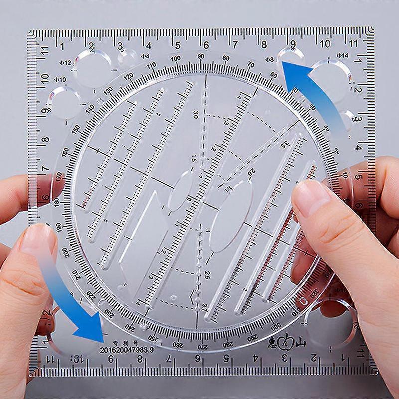 Multifunctional Geometric Ruler Geometric Drawing Template Measuring Tool for School Office Supplies