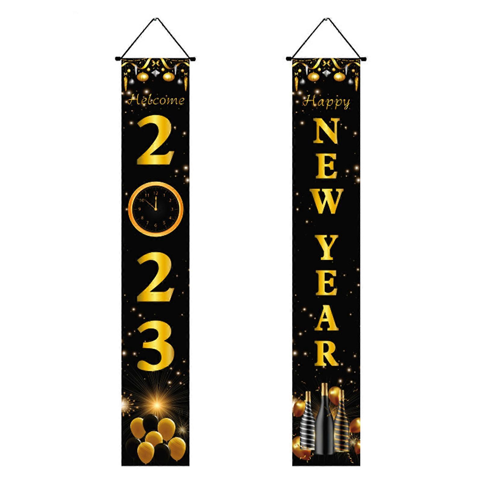 Happy New Year Door Flag Banner Well Made Holiday Decor for New Year Party Decor