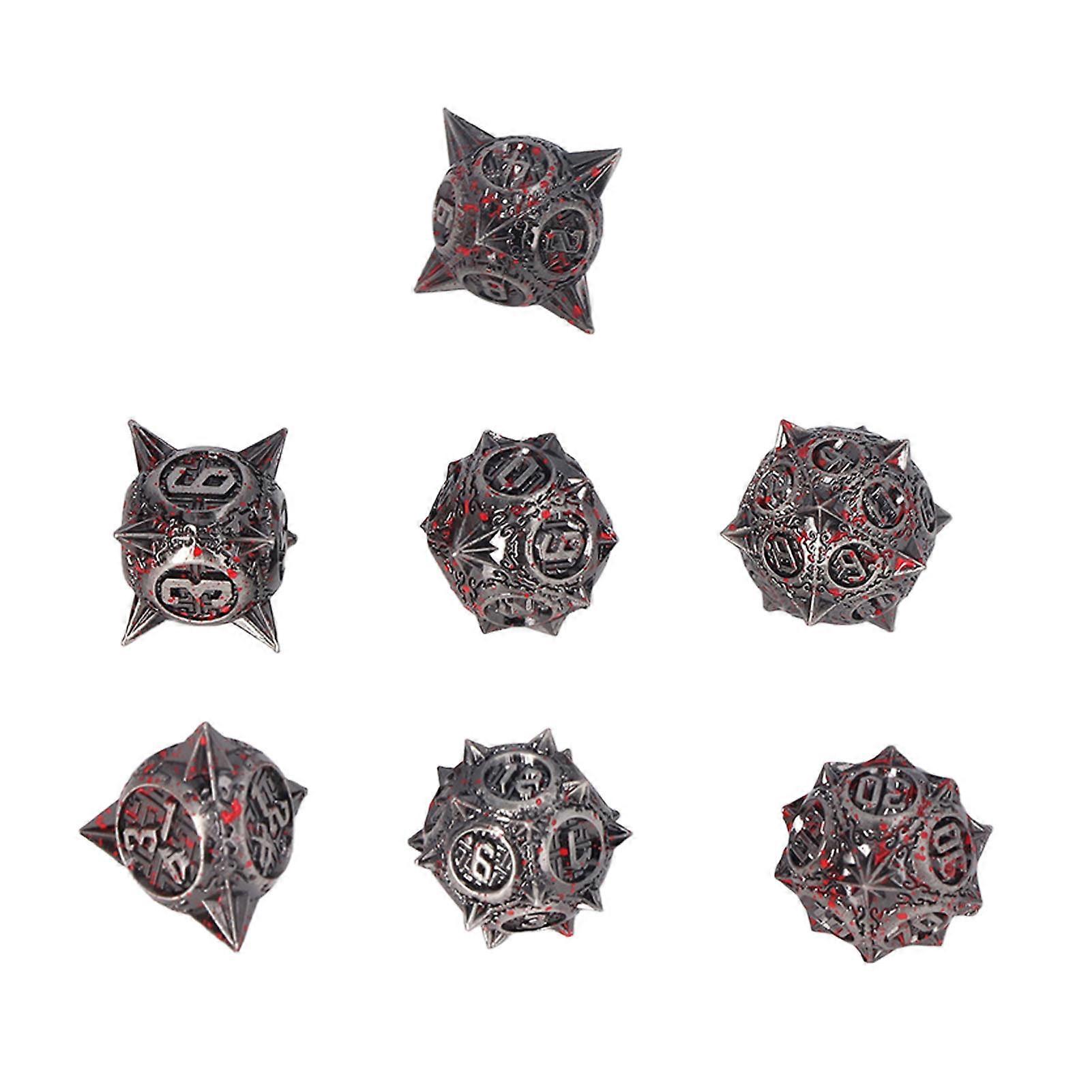 7 PCS Metal Dice Set Polyhedral Portable Board Game Dice Balanced Scrolling Vintage Table Games Accessory Bloodstained